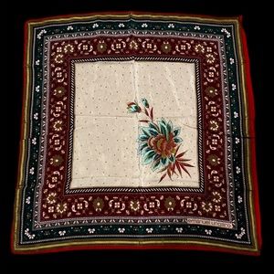 Vintage Emanuel Ungaro Red & Green Floral Silk Scarf Christmas Colours